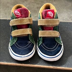 Vans Blue and Green High-Top Sneakers with Velcro Straps